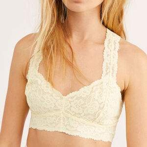 Free People Galloon lace racerback bra light yellow lemon water ice NWT Size XS